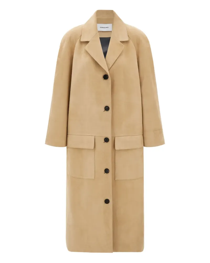 Ferragamo Wildledermantel mit Klappentasche - Nude Nude