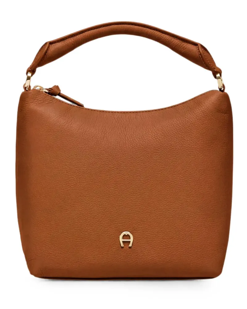 Aigner Kleine Zita Beuteltasche aus gekörntem Leder - Braun Braun