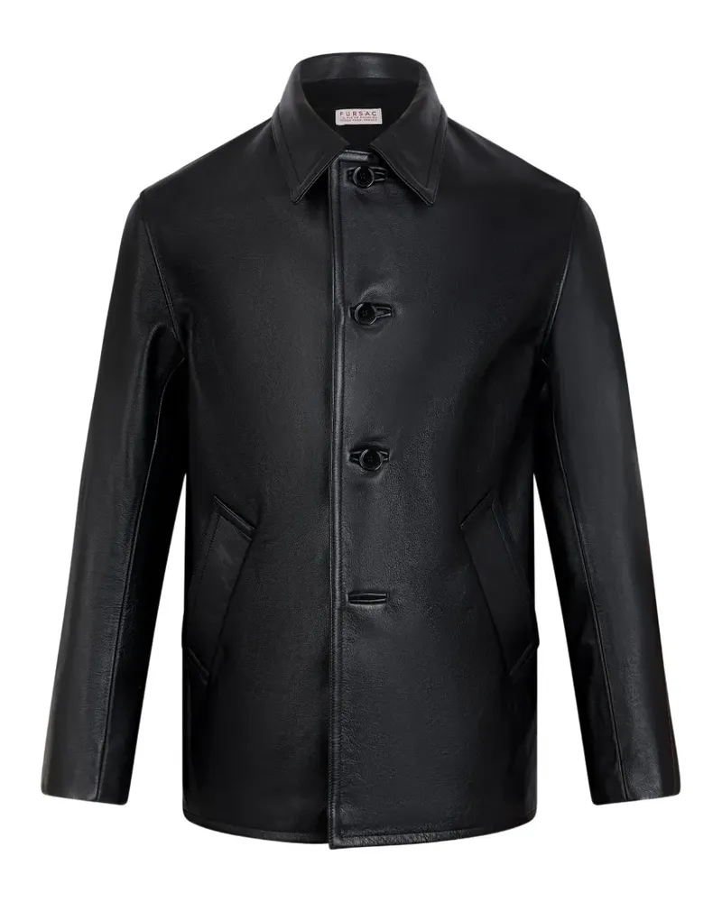 FURSAC Lederjacke mit Knopfleiste - Schwarz Schwarz
