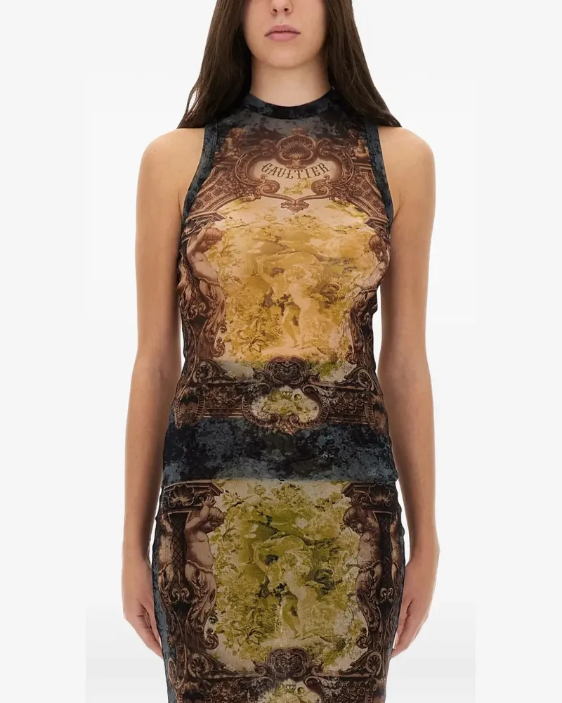 Jean Paul Gaultier printed-design sleeveless top - Nude Nude