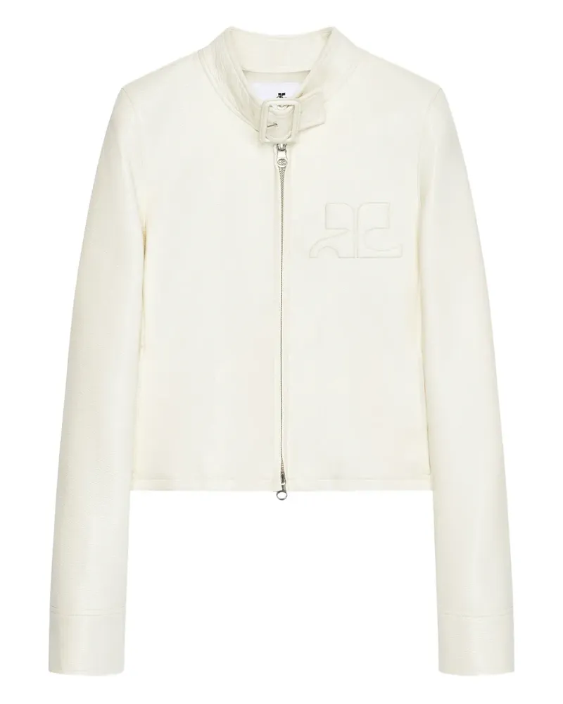 Courrèges buckle-neck logo-detail city jacket - Weiß Weiß