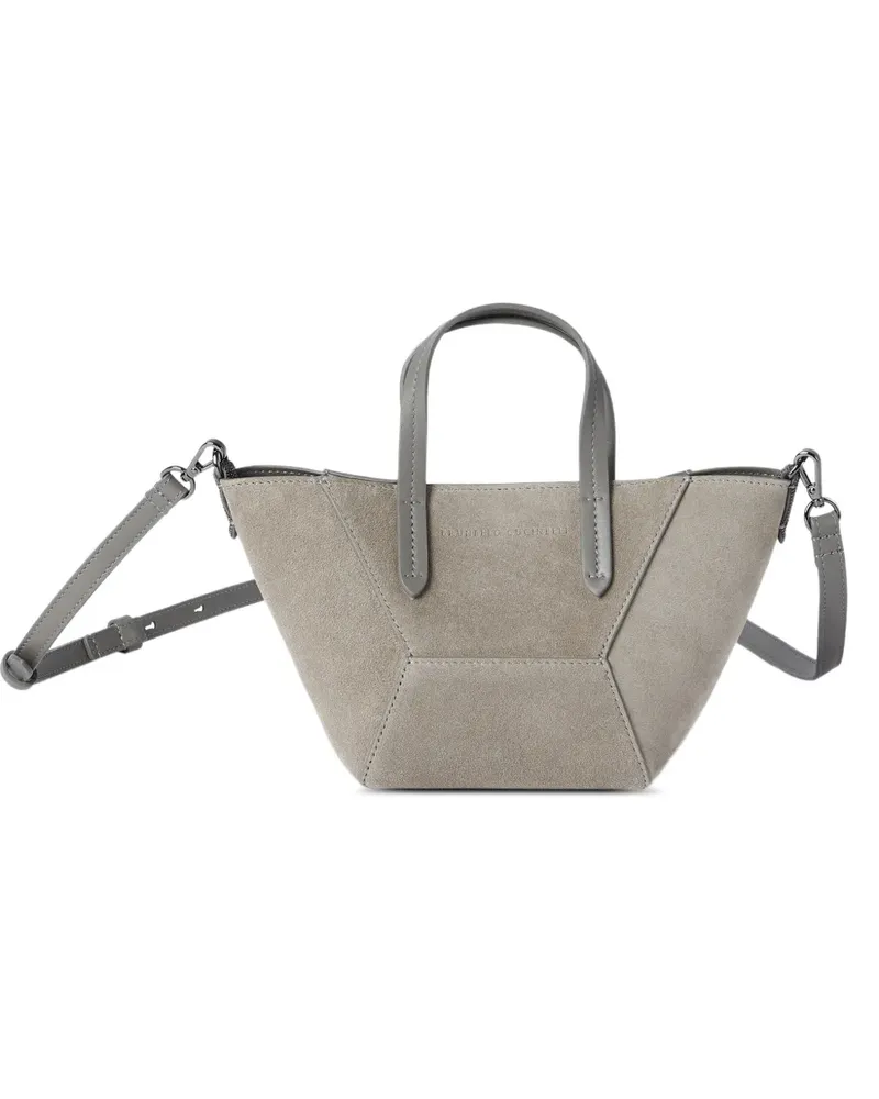 Brunello Cucinelli Mini BC Duo Tote Bag aus Wildleder - Grün Grün