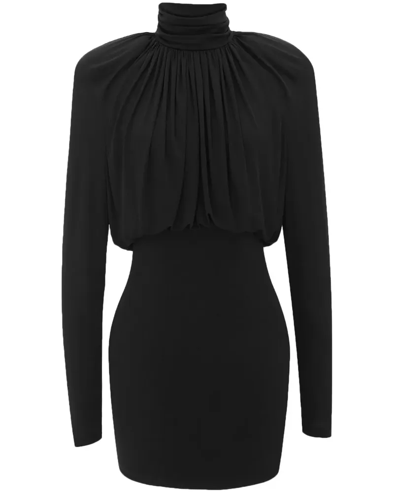 Saint Laurent Drapiertes Minikleid - Schwarz Schwarz