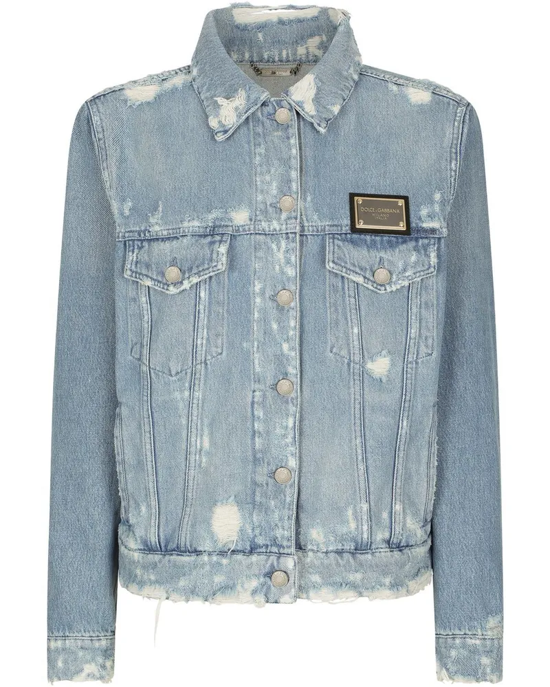Dolce & Gabbana Jeansjacke mit Logo-Schild - Blau Blau