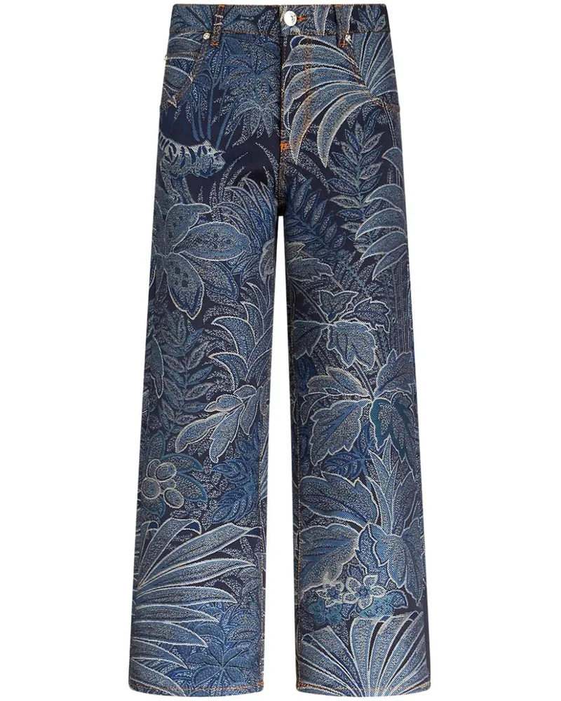 Etro Wide-Leg-Jeans mit Jacquardmuster Blau