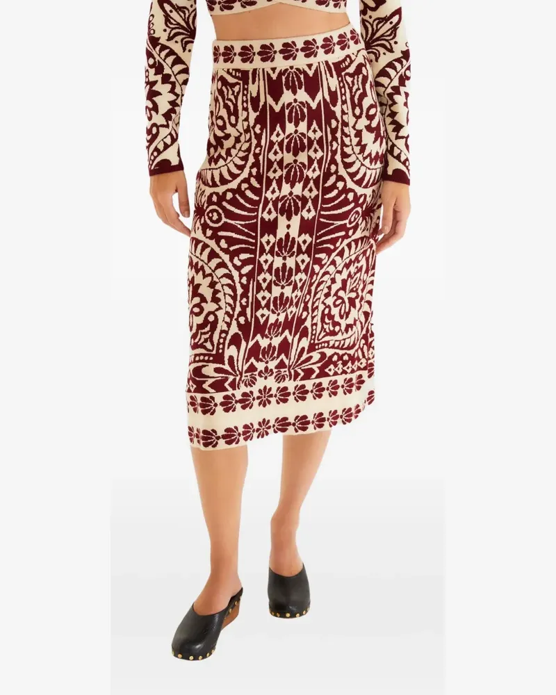 FARM Rio patterned skirt - Rot Rot