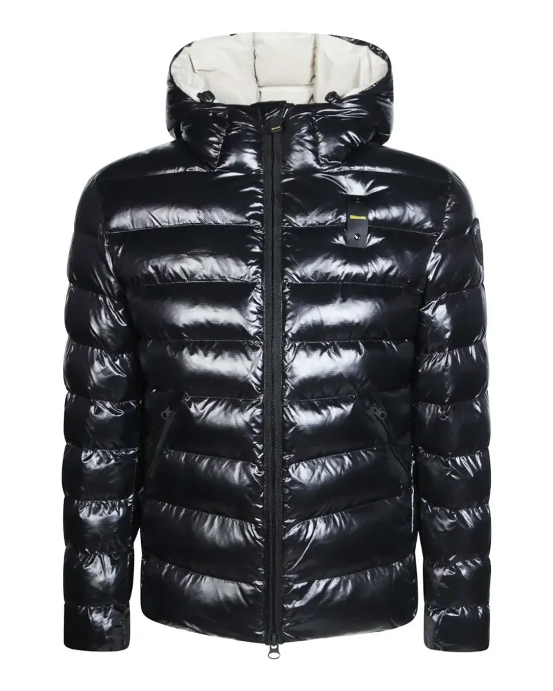 Blauer Gesteppte Adams Kapuzenjacke - Schwarz Schwarz