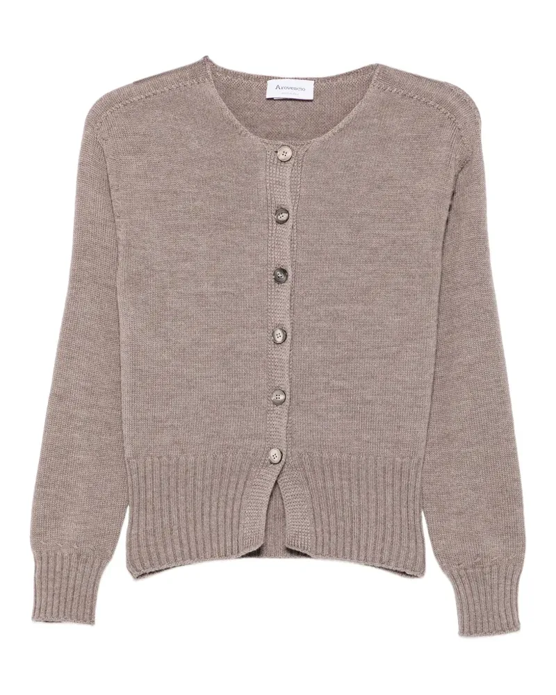 Arovescio Geknöpfter Cardigan mit geripptem Saum - Nude Nude