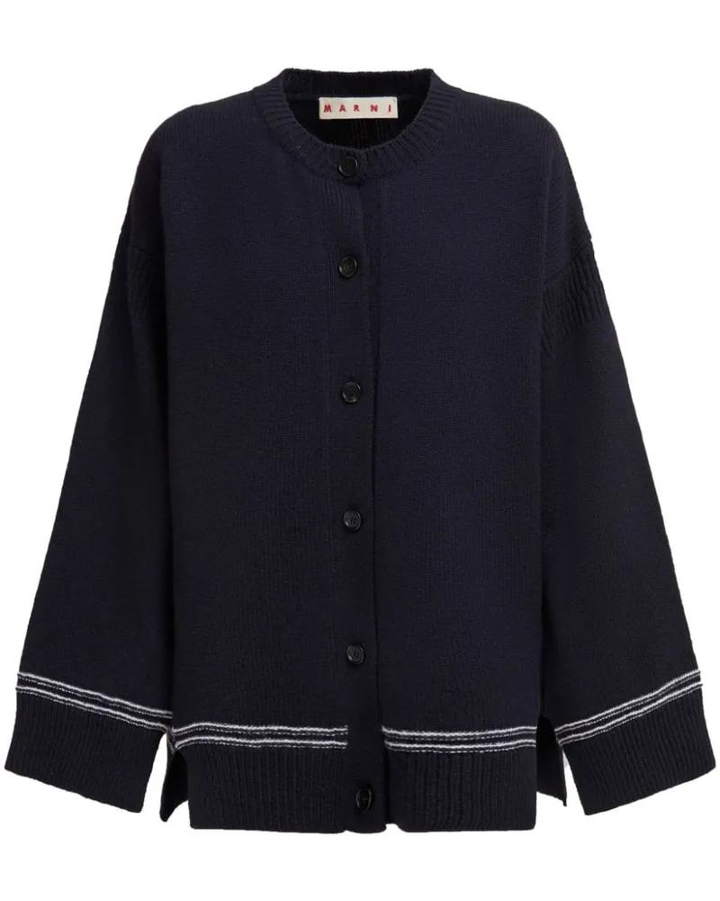 Marni Intarsien-Cardigan mit Logo - Blau Blau