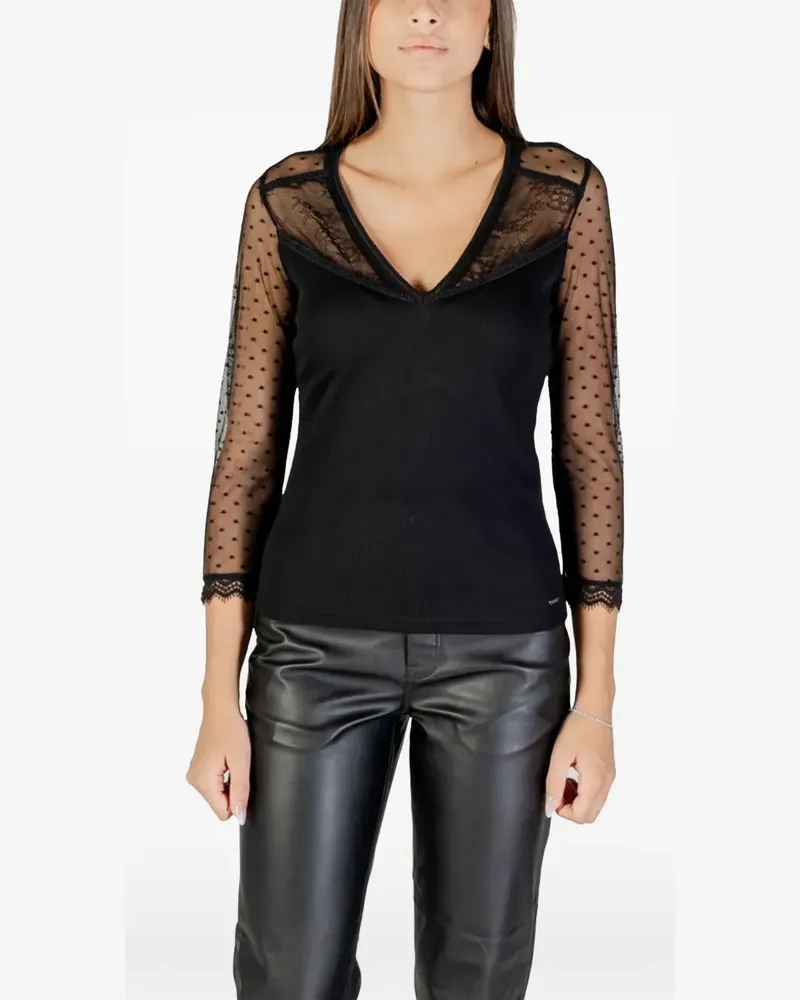 Morgan Bluse mit Polka Dots - Schwarz Schwarz