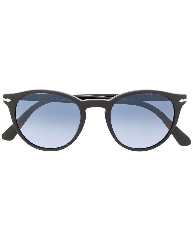 Persol Sonnenbrille mit rundem Gestell - Schwarz Schwarz