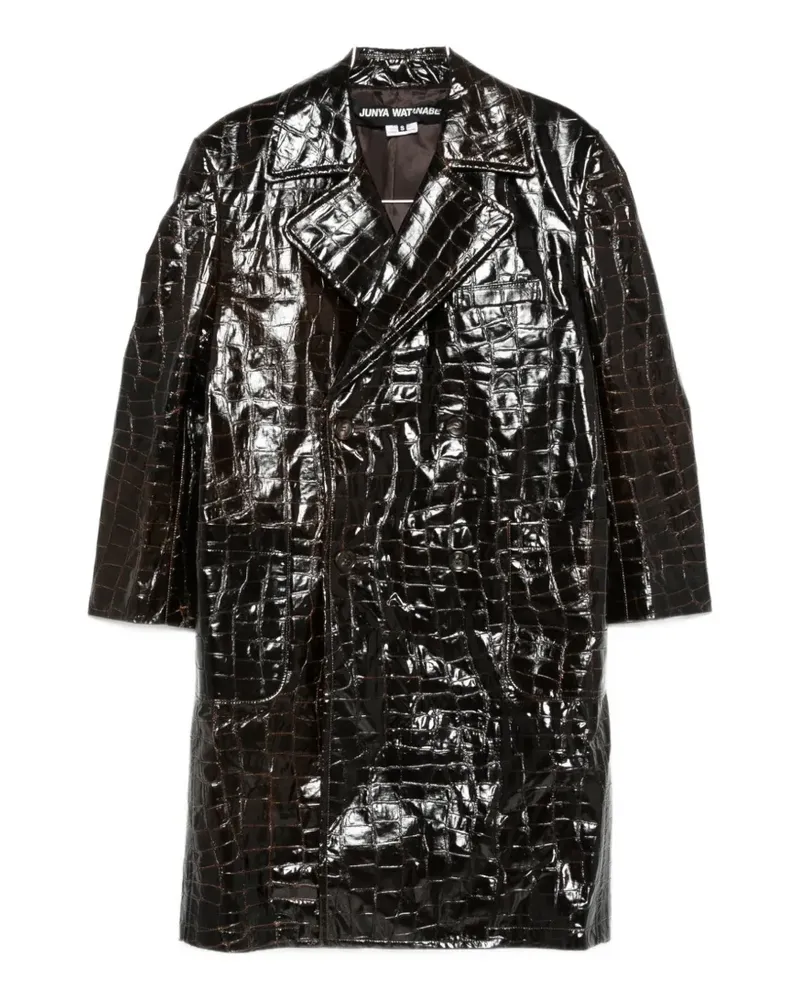 Junya Watanabe croc-effect double-breasted coat - Braun Braun