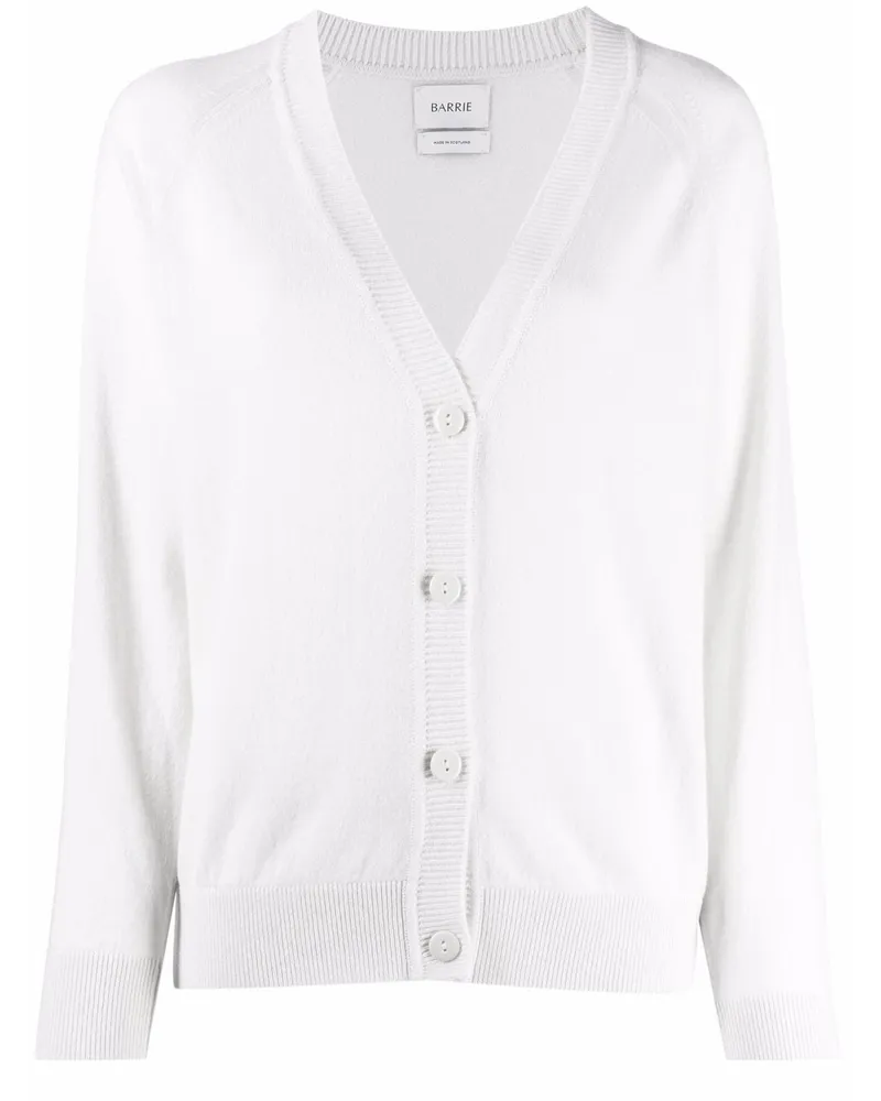 Barrie Kaschmircardigan mit gerippten Details - Weiß Weiß