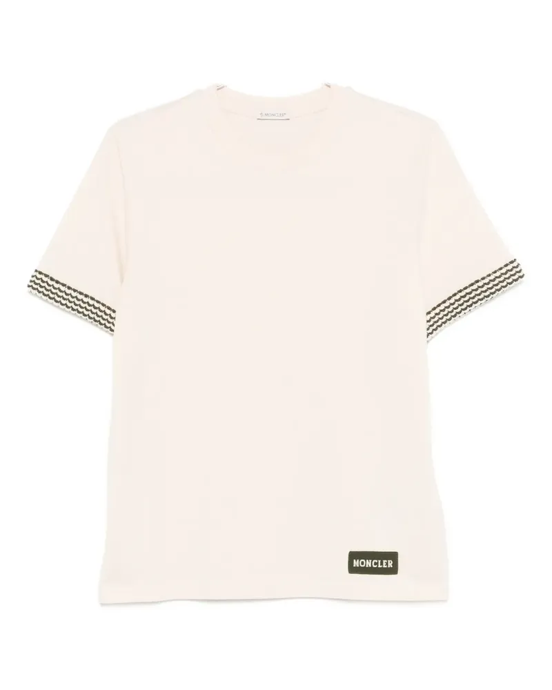 Moncler T-Shirt mit gemusterten Ärmeln - Nude Nude