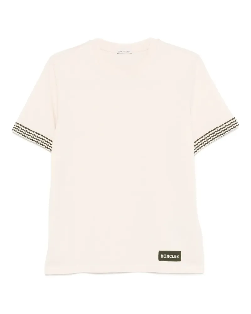 Moncler patterned-sleeve T-shirt - Nude Nude