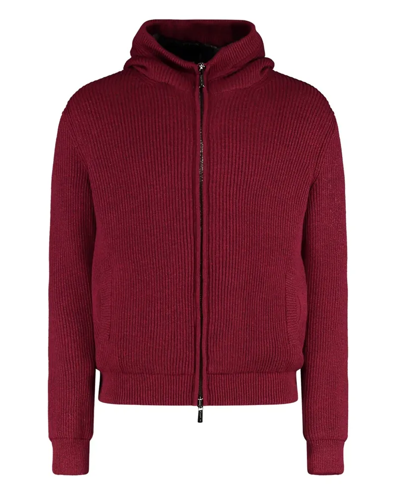 MOORER Gestrickte Kapuzenjacke - Rot Rot