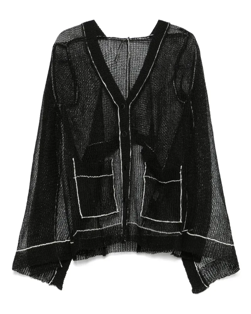 Masnada Cardigan mit Lochstrickmuster - Schwarz Schwarz
