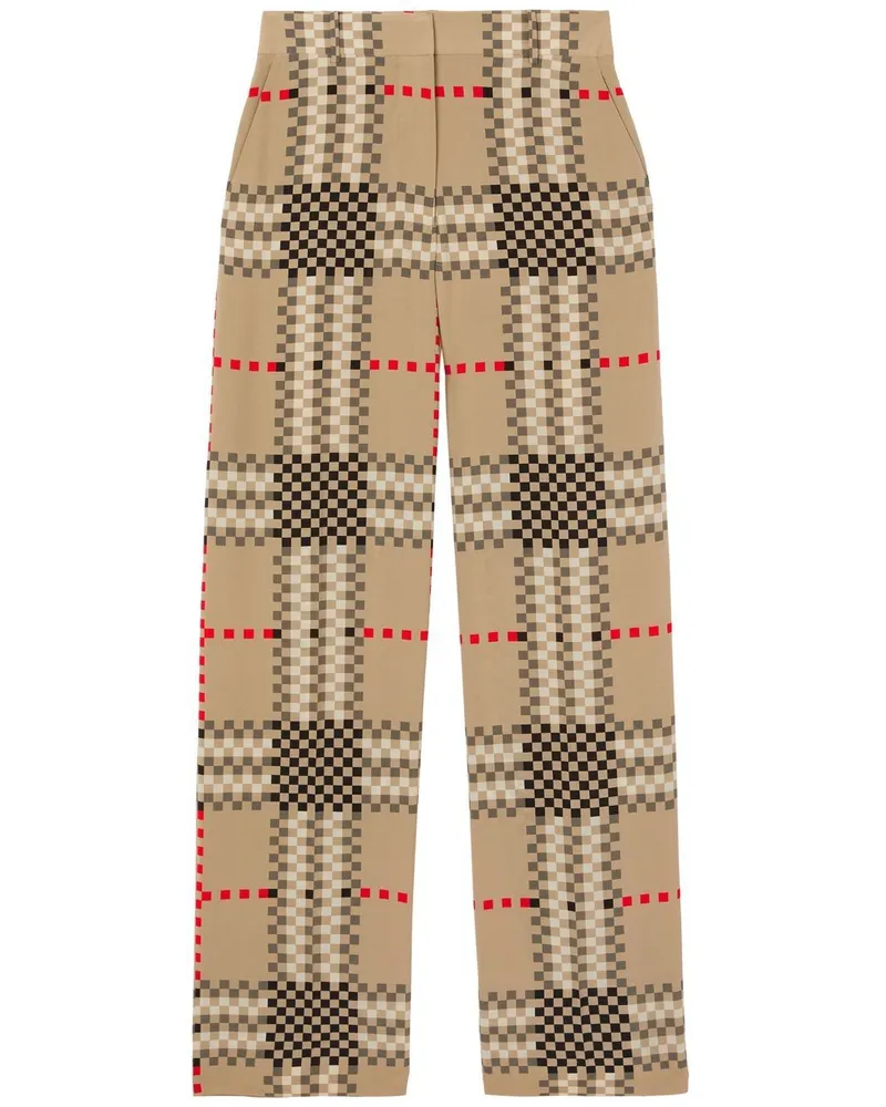 Burberry Weite Hose mit Pixel-Check - Nude Nude