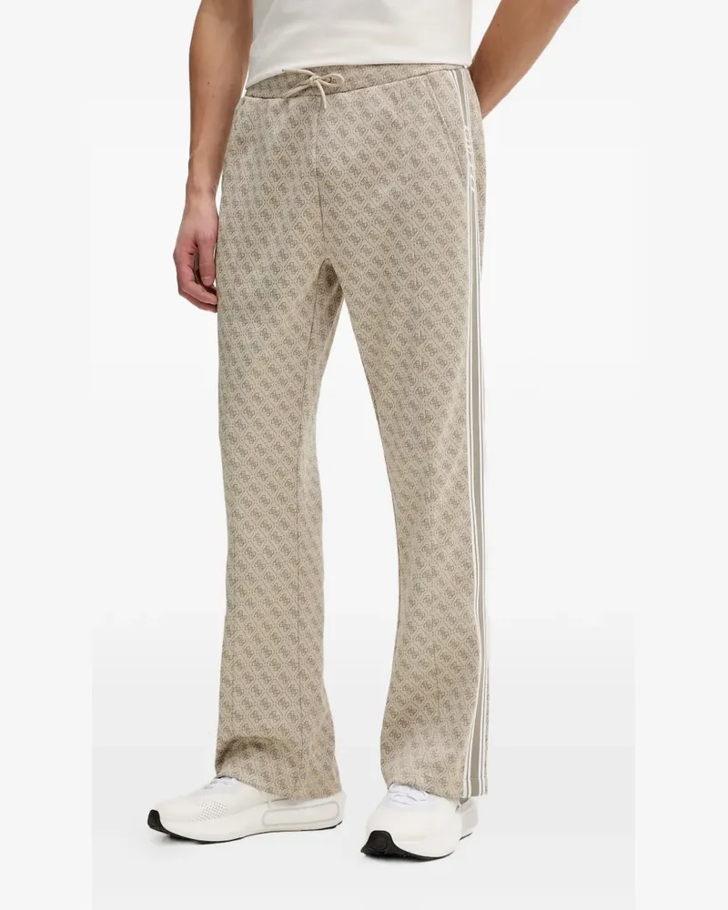 Guess monogram-pattern side-stripe track pants - Nude Nude