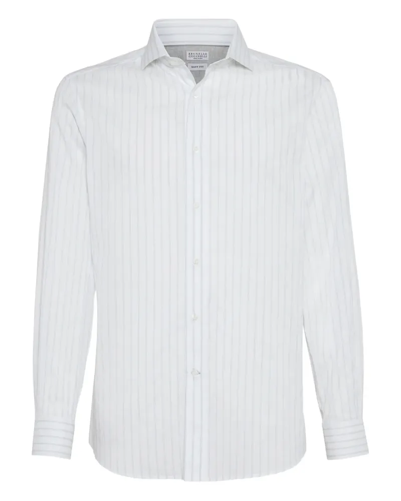 Brunello Cucinelli Gestreiftes Hemd - Weiß Weiß