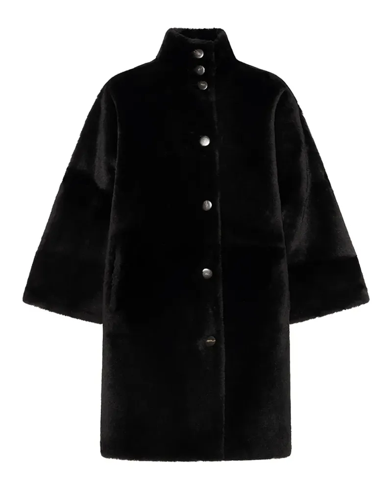 Yves Salomon Shearling-Mantel im Oversized-Look - Schwarz Schwarz