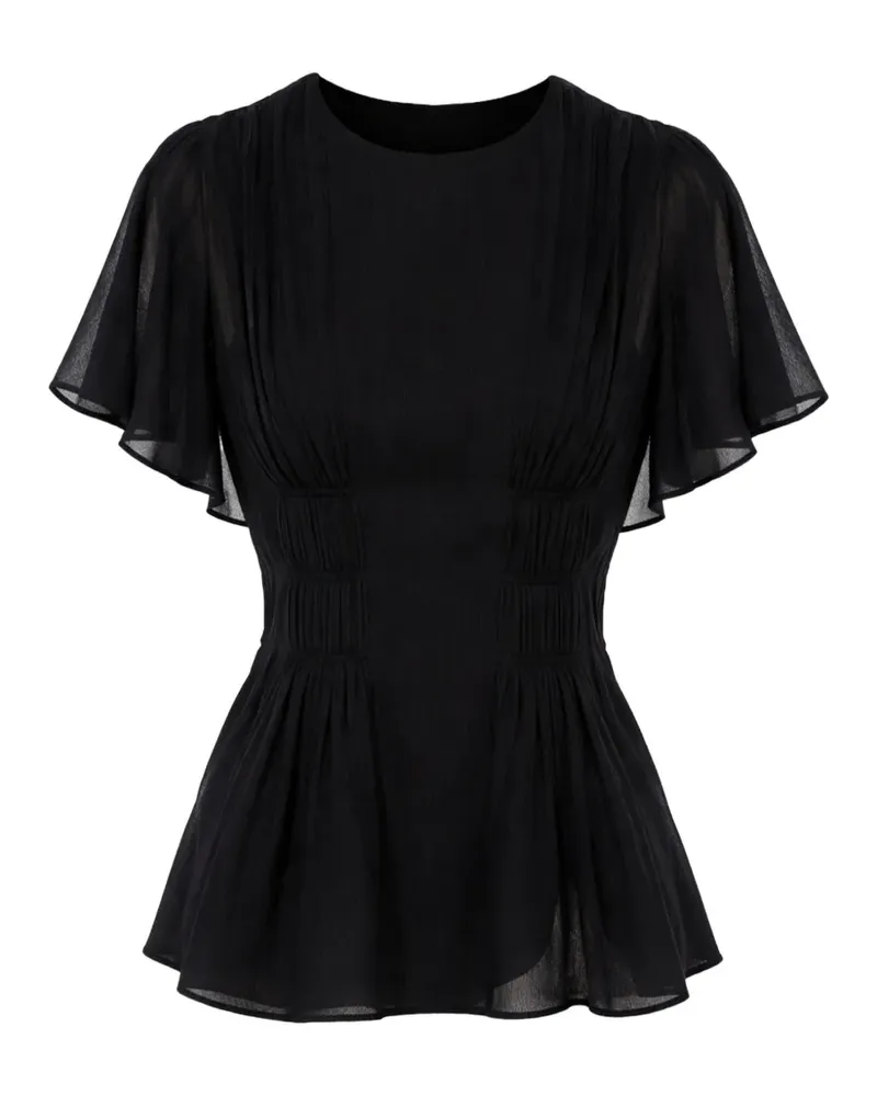 Chloé draped flutter-sleeve blouse - Schwarz Schwarz