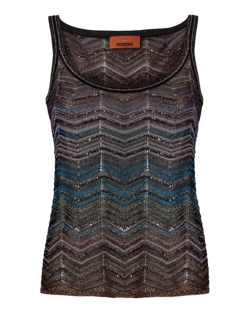 Missoni chevron-pattern sequin-detail top - Grün Grün