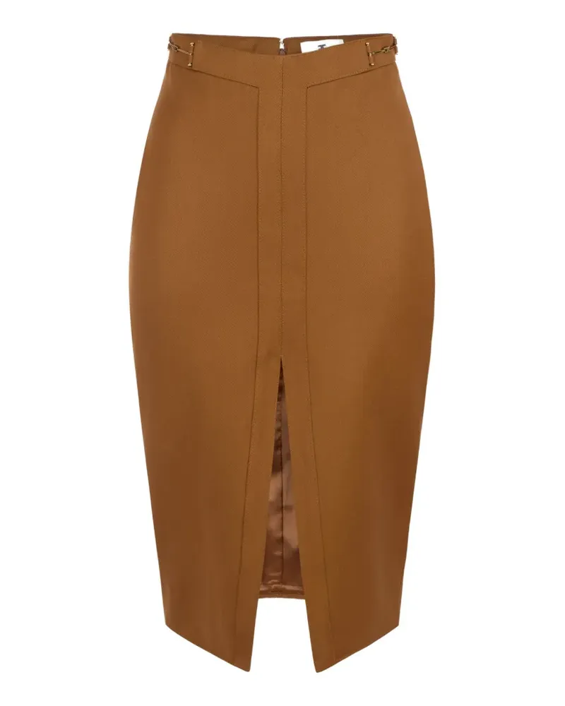 Elisabetta Franchi Rock aus Gabardine mit Horsebits - Braun Braun