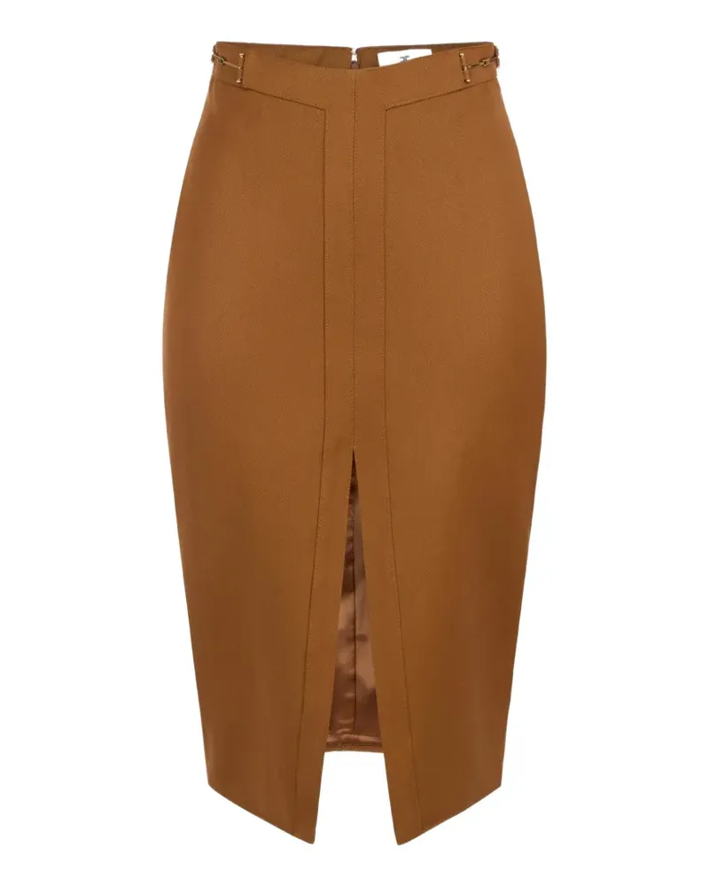 Elisabetta Franchi Rock aus Gabardine mit Horsebits - Braun Braun