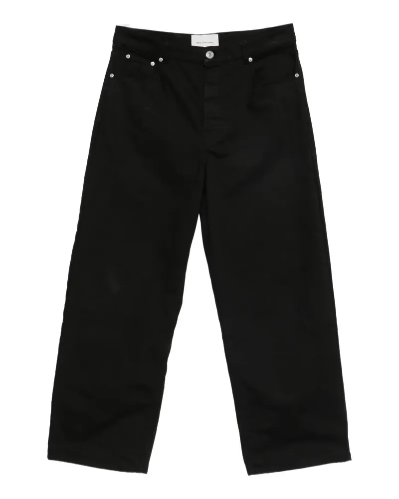 AMI Paris Weite Jeans mit Logo-Patch - Schwarz Schwarz
