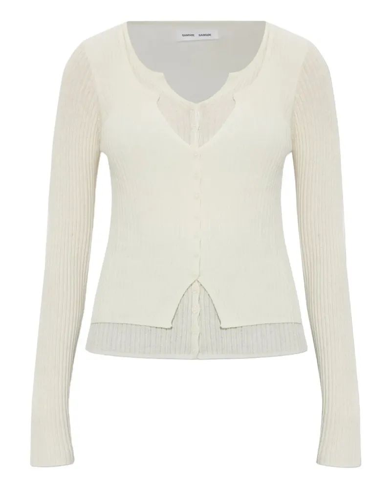 Samsøe & Samsøe Gerippter Cardigan mit Knopf - Nude Nude