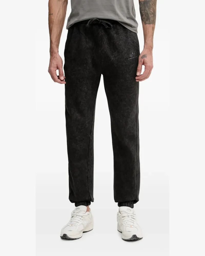 Alpha Industries acid-wash drawstring track pants - Schwarz Schwarz