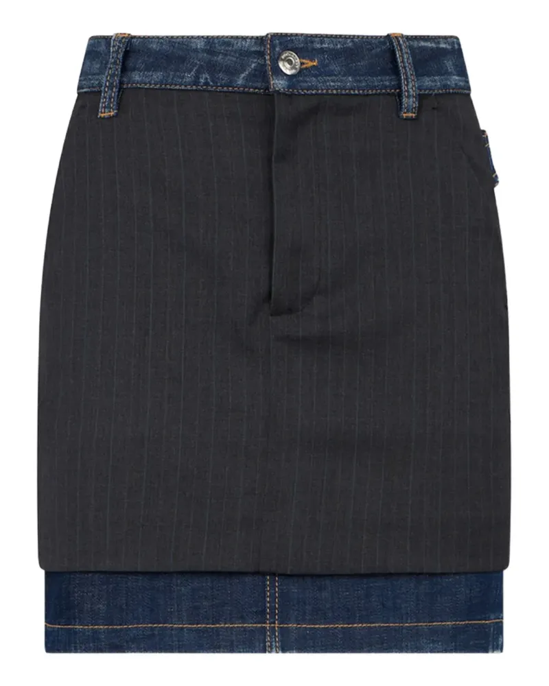 Dsquared2 Gestreifter Midirock - Schwarz Schwarz