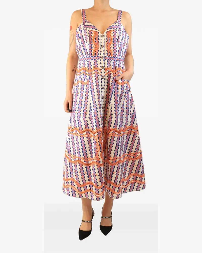 Saloni floral-print sleeveless midi dress - Nude Nude