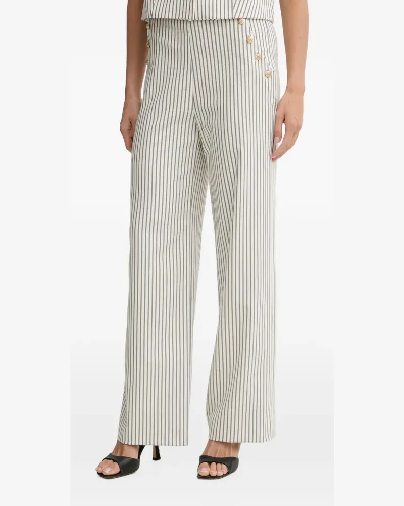 Morgan stripe-print button-detail trousers - Weiß Weiß
