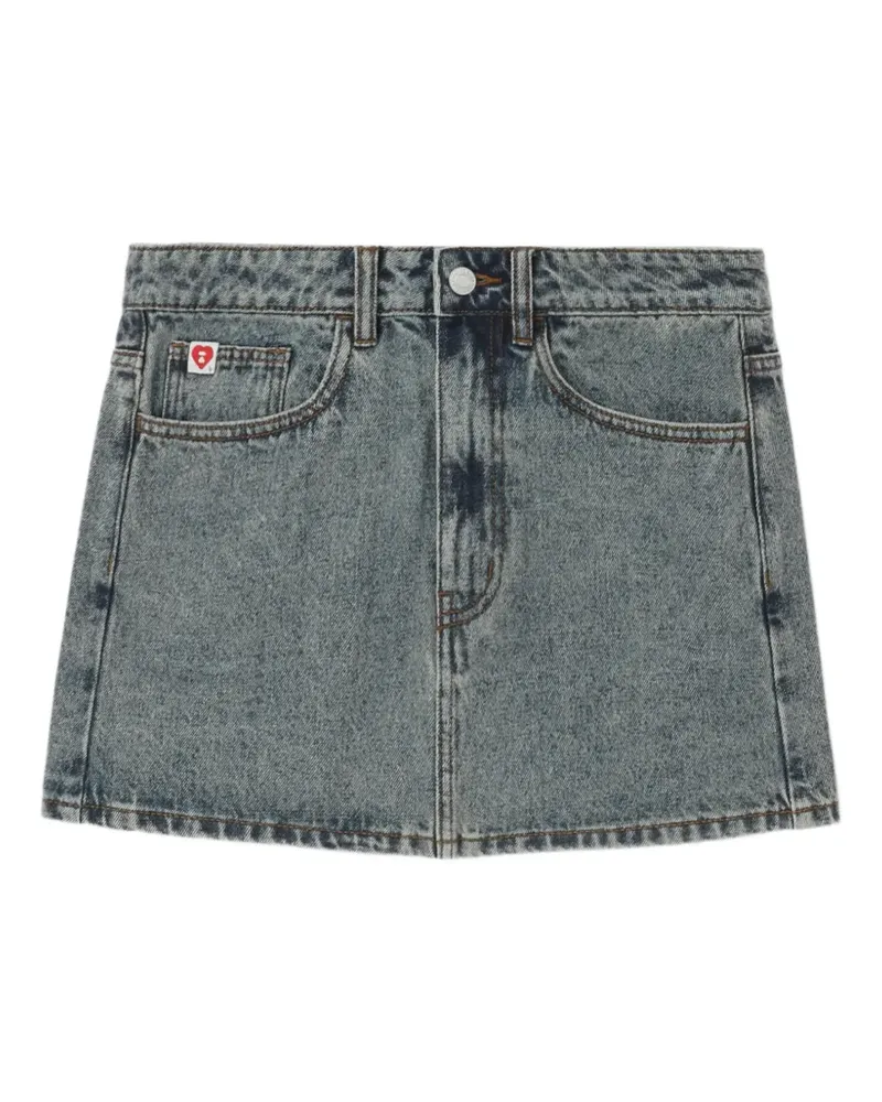 BAPE Jeans-Minirock mit Herzmotiv - Blau Blau