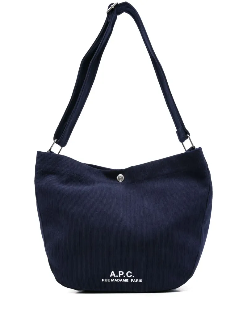 A.P.C. Schultertasche mit Logo-Print - Blau Blau
