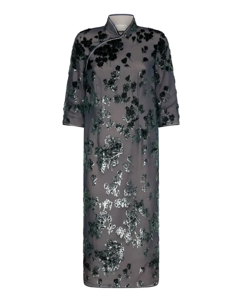 Pierre-Louis Mascia Vefio Midikleid mit Blumendetail - Grau Grau