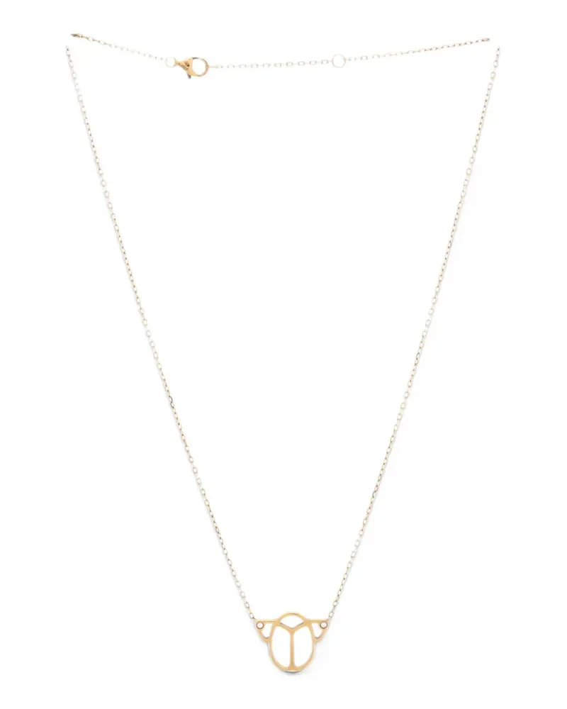 Cartier 18kt Gelbgoldhalskette mit Skarabäus-Anhänger und 2 Diamanten Gold