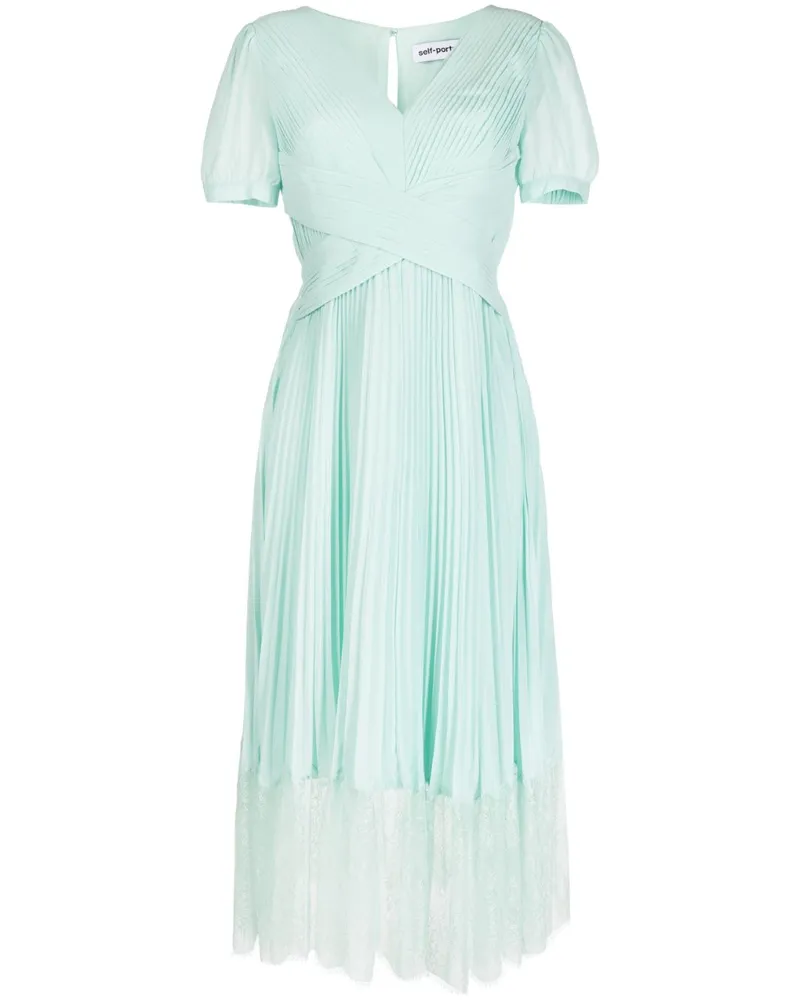 Self-Portrait Midikleid mit Spitze - Blau Blau