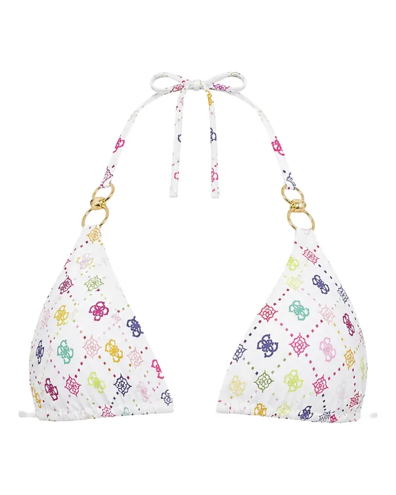 Guess logo-print halterneck bikini top - Weiß Weiß