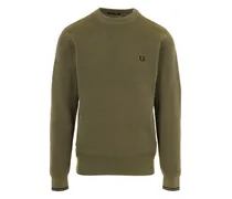 Strukturierter Strickpullover mit Logo-Detail - Grün