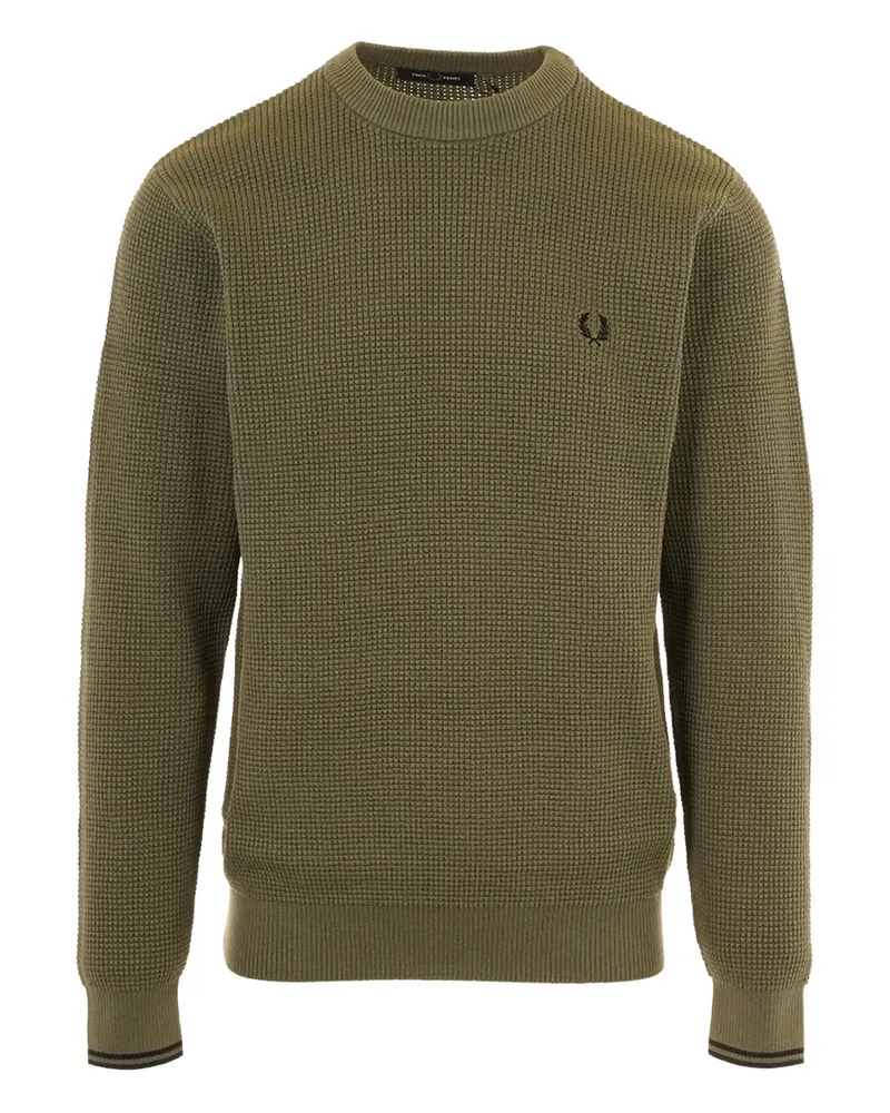Fred Perry Strukturierter Strickpullover mit Logo-Detail - Grün Grün