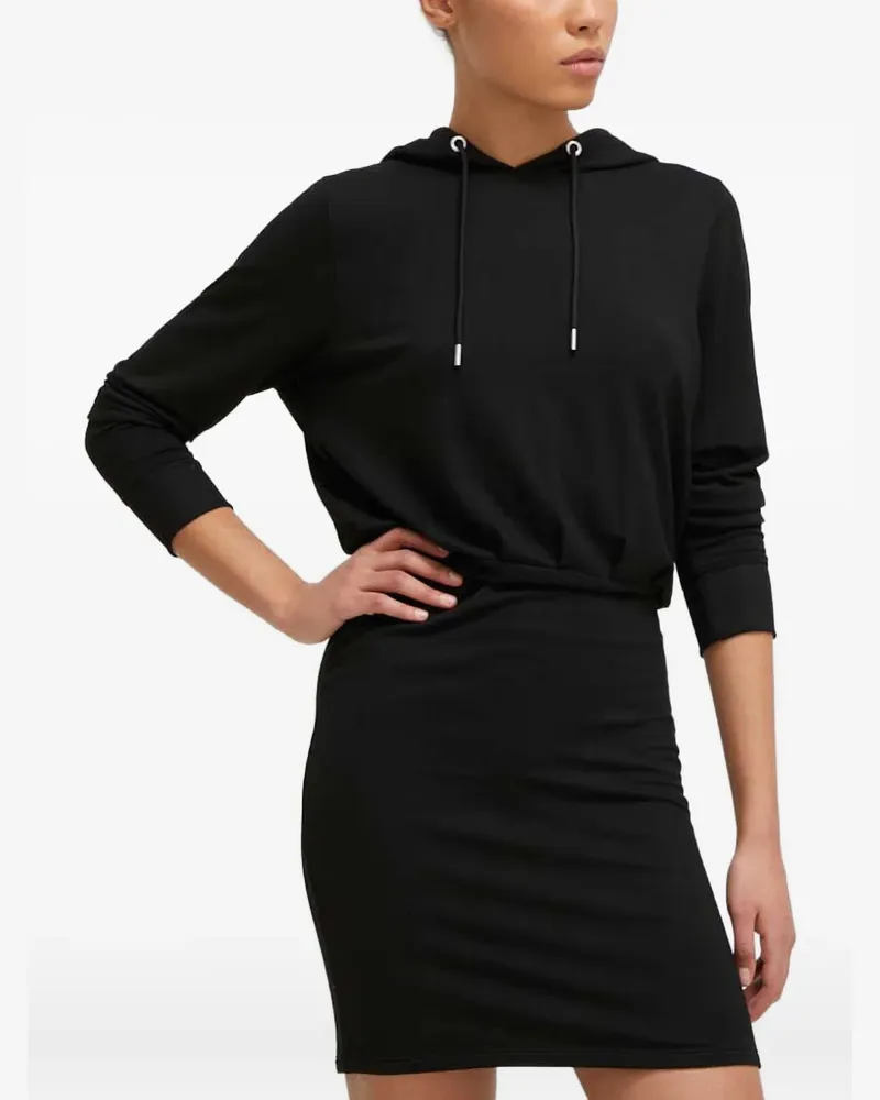 DKNY hooded long-sleeve mini dress - Schwarz Schwarz