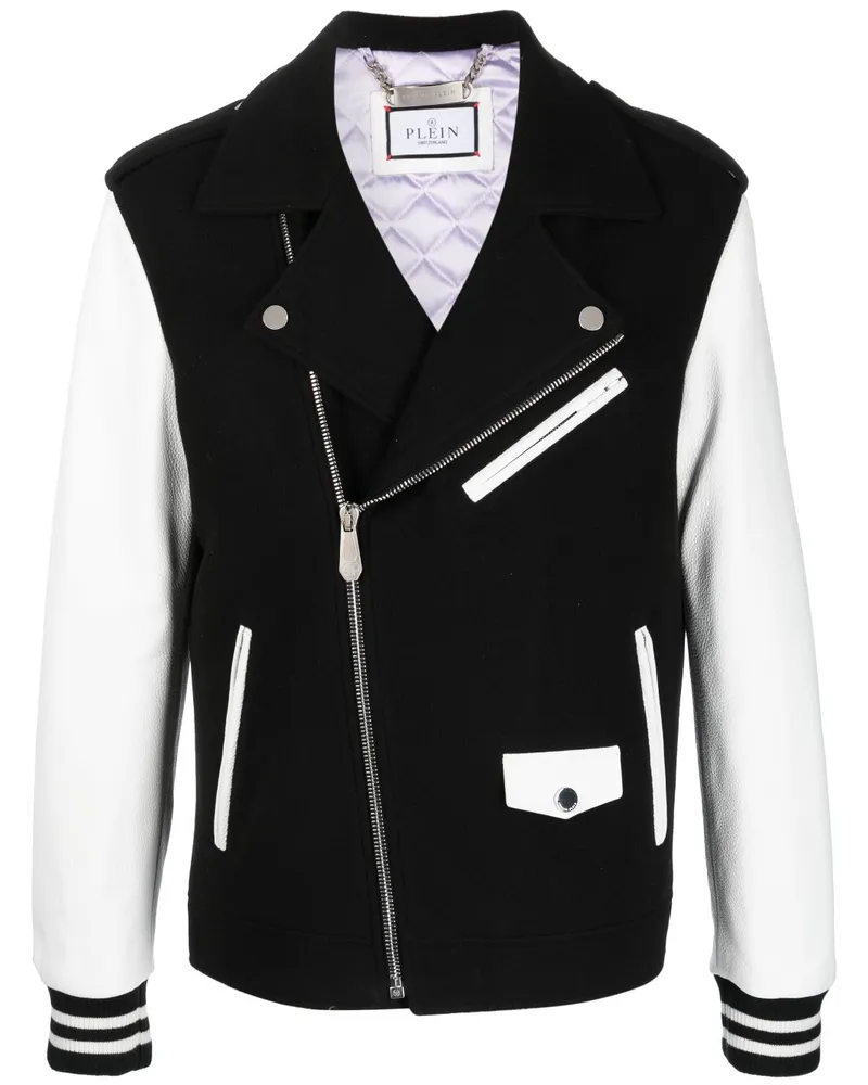 Philipp Plein Bikerjacke aus Leder - Schwarz Schwarz