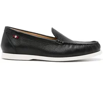 Loafer aus strukturiertem Leder - Schwarz