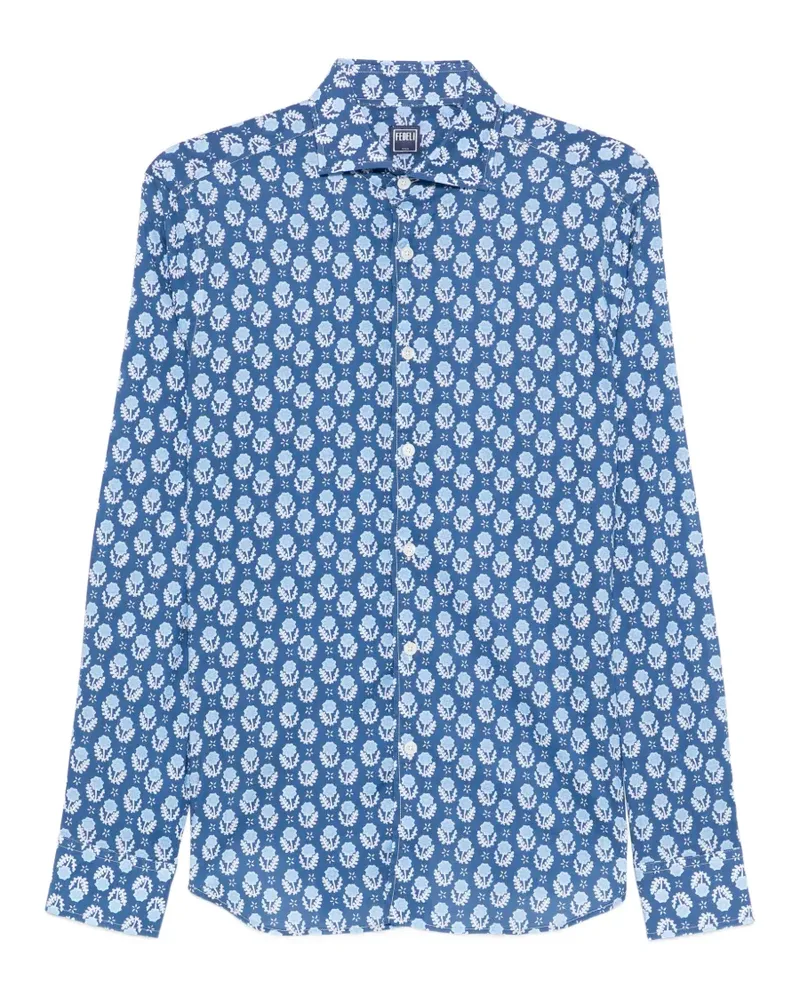 Fedeli Hemd mit Blumenprint - Blau Blau