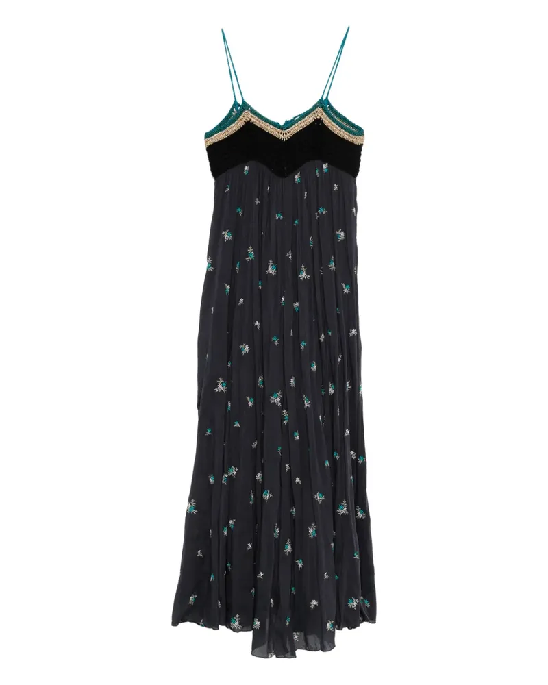 forte_forte Häkelkleid mit Blumenmuster - Schwarz Schwarz