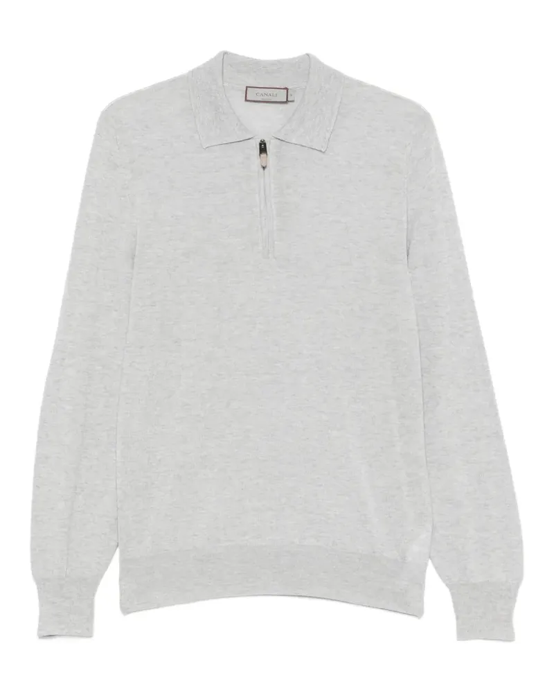 Canali Gestricktes Poloshirt - Grau Grau