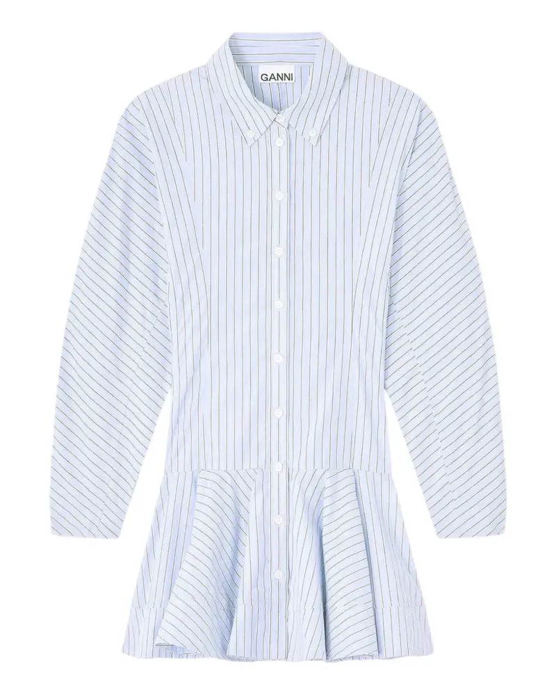 Ganni Gestreiftes Hemd mit Rüschen - Blau Blau